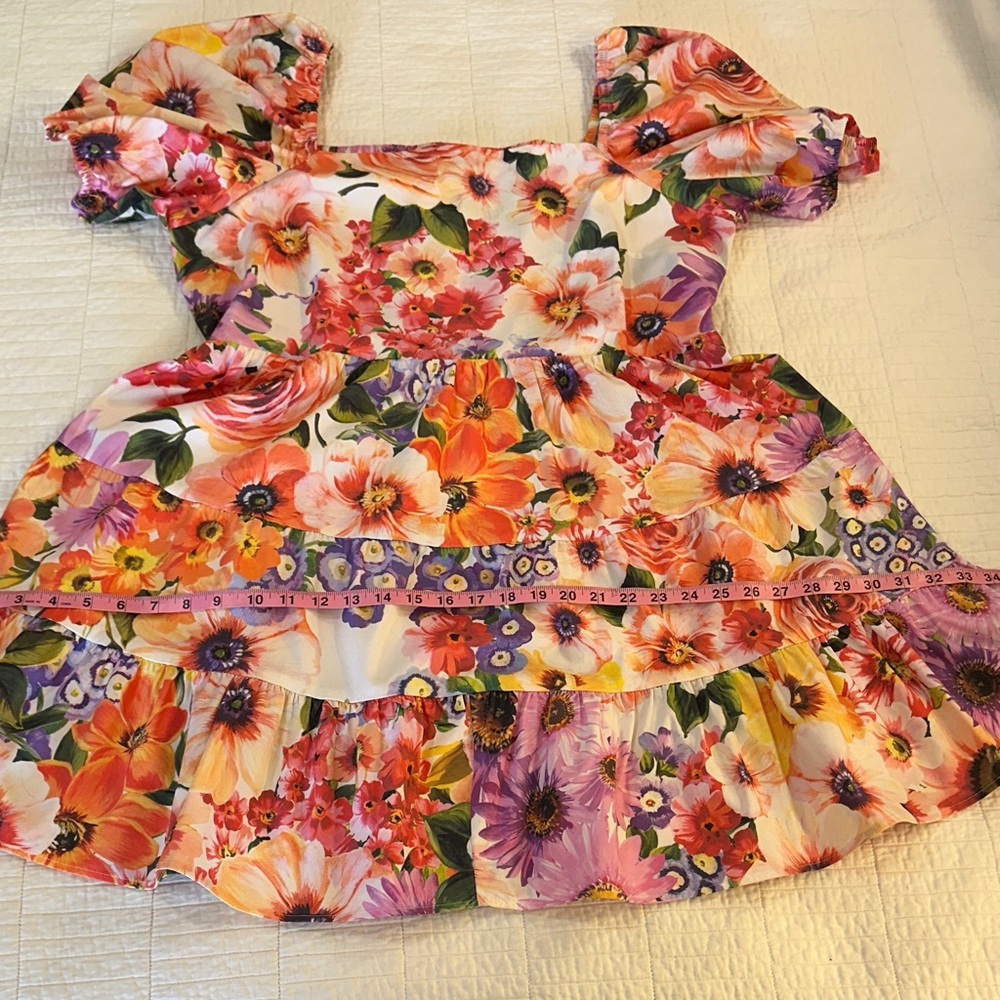 Express Floral Puff Sleeve XL Cottagecore Tiered Mini Dress Spring Garden Party - Picture 6 of 8